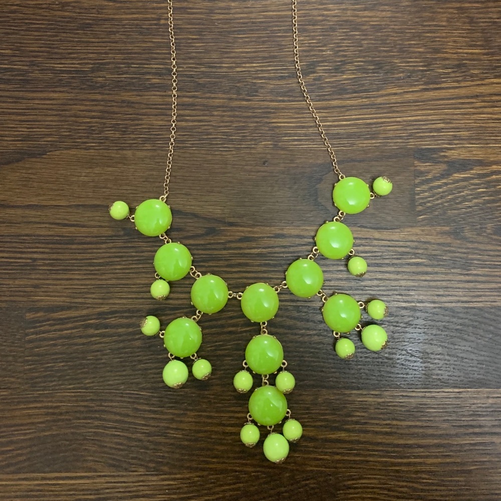 J Crew Bauble Necklace - Lime Green